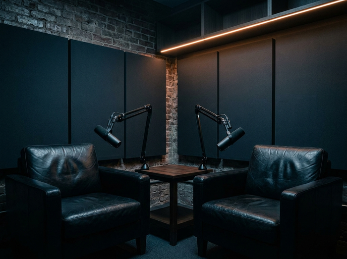 Podcast recording corner in the NANO-BOX studio