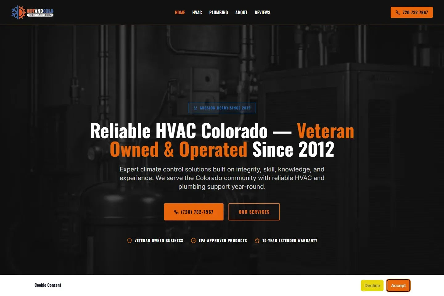 Hot & Cold Colorado homepage preview